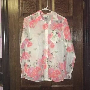 See-through floral blouse